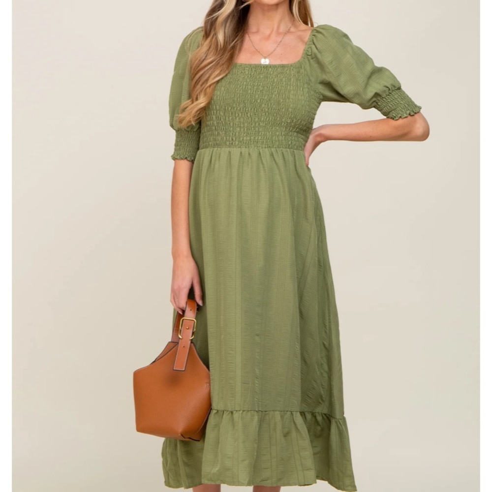 Pink Blush Maternity Short Sleeve Midi Dress